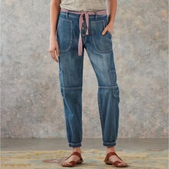 Sundance Jolienne Lightweight Denim Jogger Cargo Pants Button Fly Size 2 - Picture 2 of 10